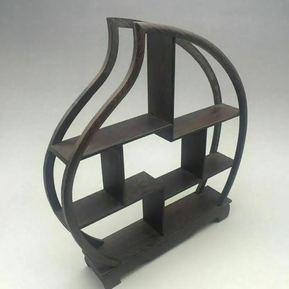Wood‑Carved Peach Stand for Snuff Bottles & Statues – Asian Home Decor - - Shelving Accessories