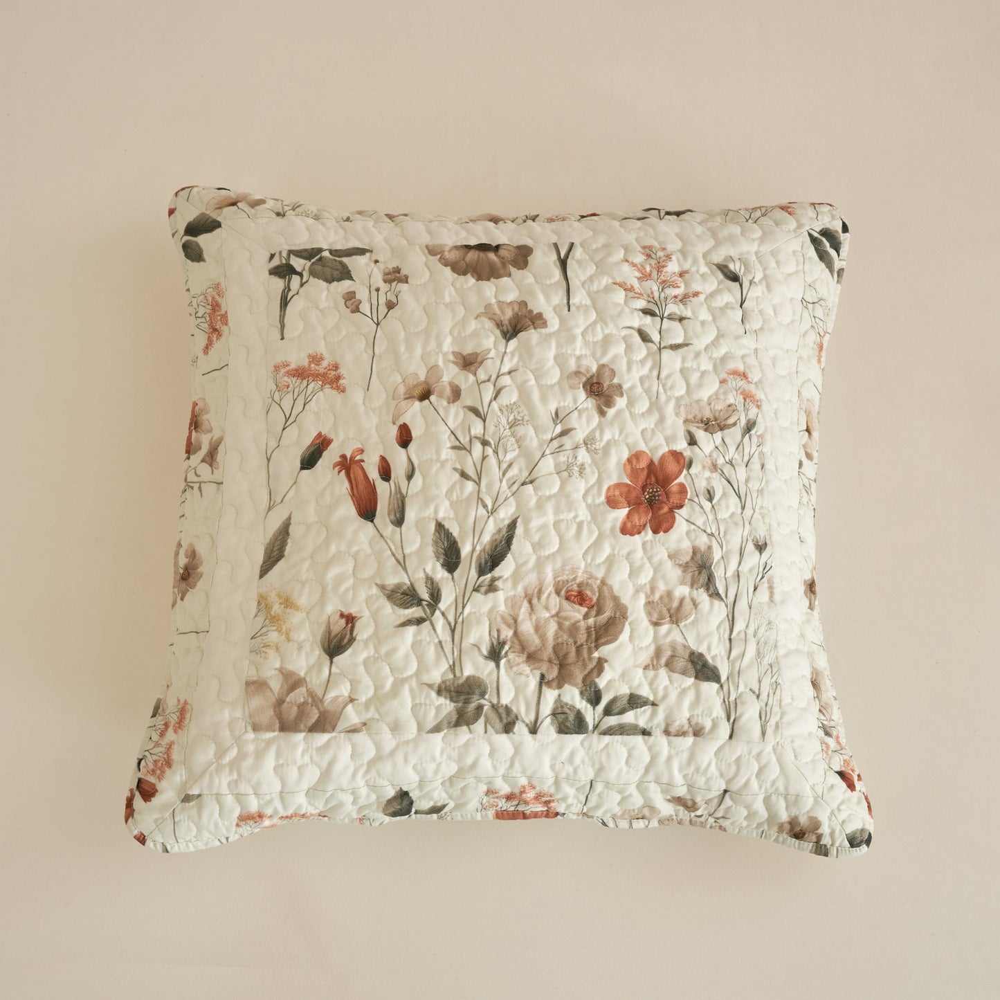 DaDalogy Enchanted Meadow Bed in a bag Set - Victoria Garden Delicate Floral Symphony in Beige, Rose, and Soft Green, Luxuriously Soft Quilted Set- DaDalogy Bedding Collection- {{Product type}}