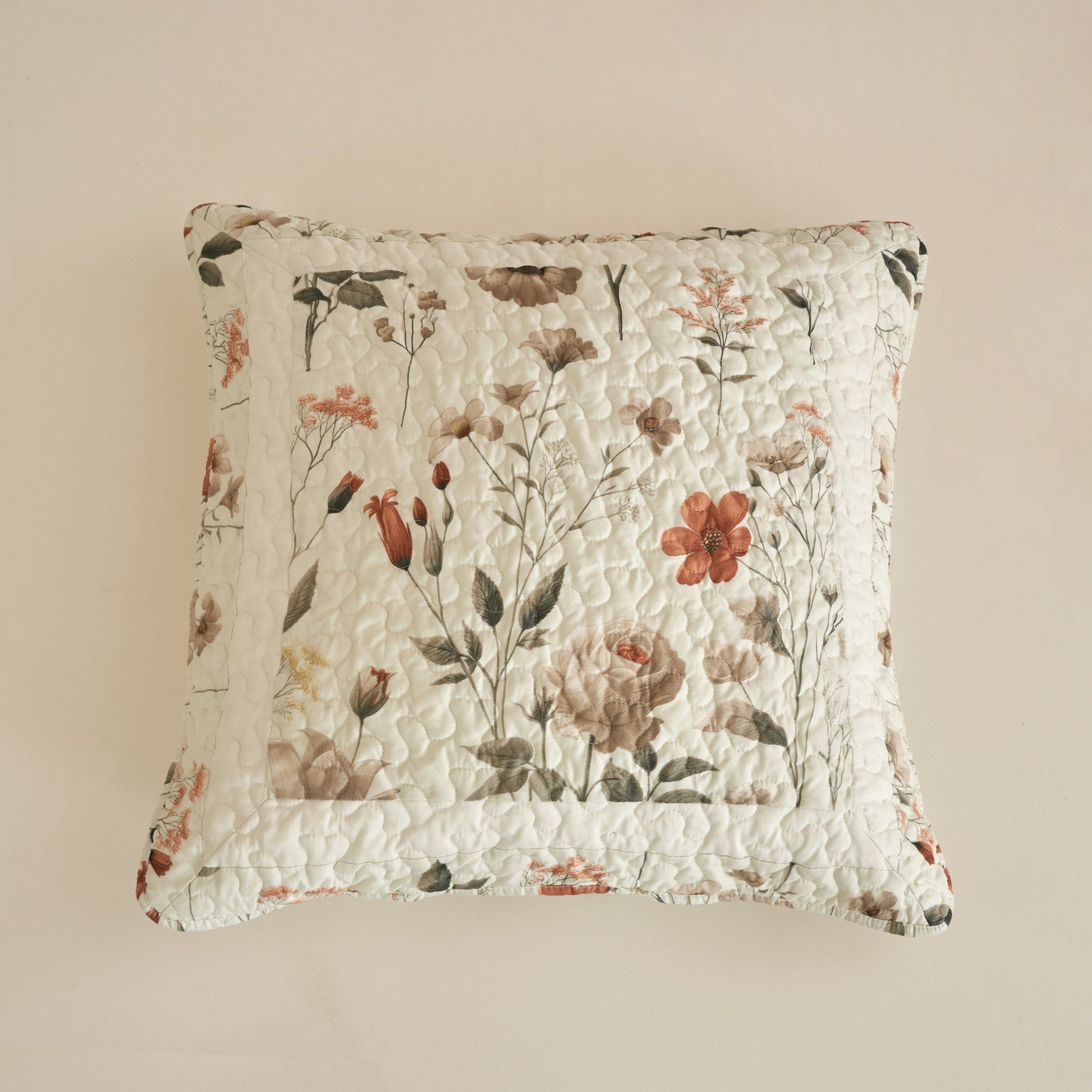 DaDalogy Enchanted Meadow Bed in a bag Set - Victoria Garden Delicate Floral Symphony in Beige, Rose, and Soft Green, Luxuriously Soft Quilted Set- DaDalogy Bedding Collection- {{Product type}}