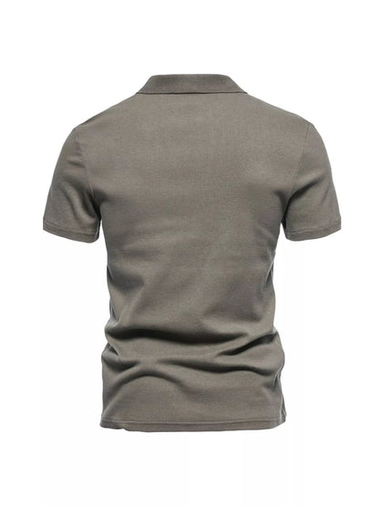 Men's Plus Size Casual Notched Short Sleeve Polo - -