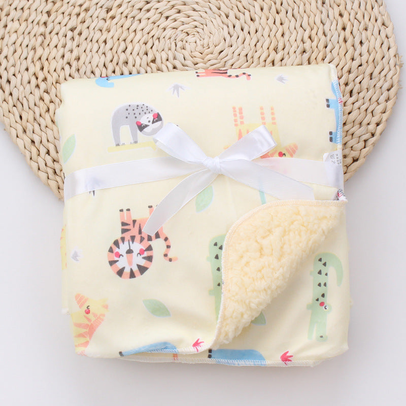 Cartoon Printed Baby Blanket - Yellow lion 76x102CM - baby blanket