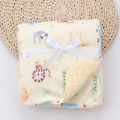 Cartoon Printed Baby Blanket - Yellow lion 76x102CM - baby blanket