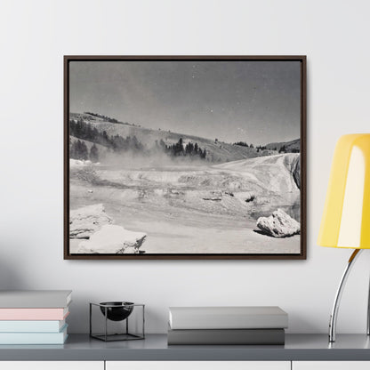 Mammoth Hot Springs Gallery Canvas Wraps Horizontal Frame 24″ x 20″ Walnut Premium Gallery Wraps (1.25″)