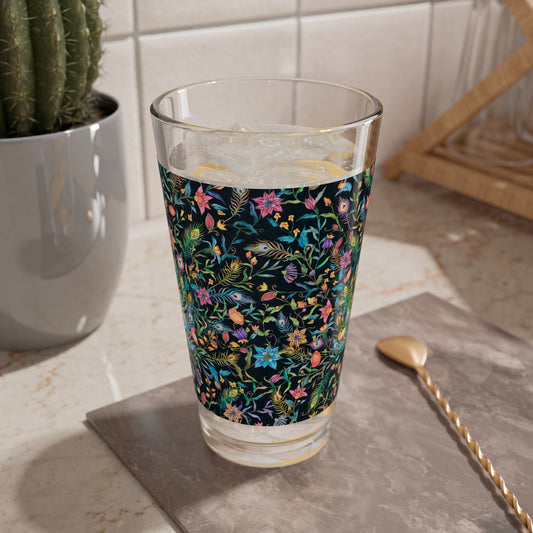 Floral Peacock Mixing Glass - Kia Day Design