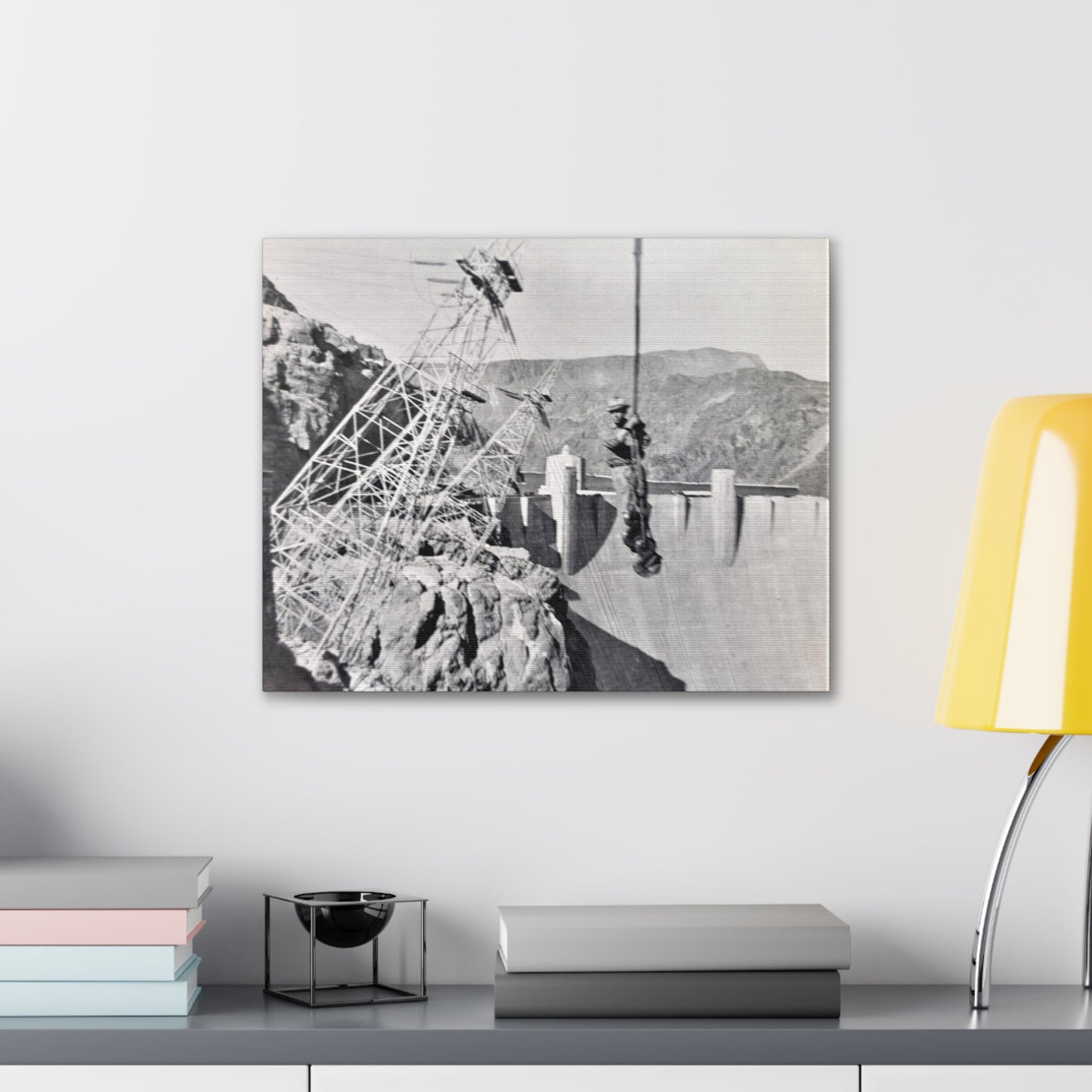 Suspended Boulder Dam Worker Canvas Gallery Wraps