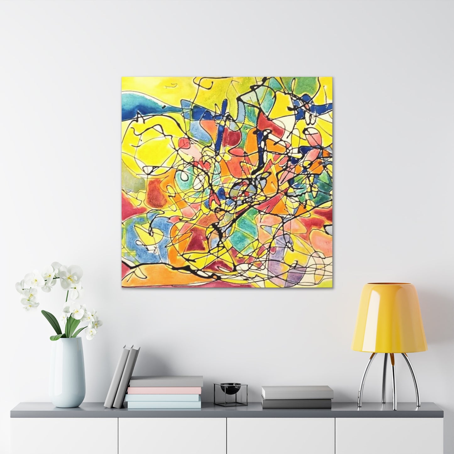 Yellow Abstract Canvas Gallery Wraps 36″ x 36″ 1.25"