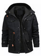 Men's Full Size Zip Up Fleece Lined Jacket Plus Size - Black -