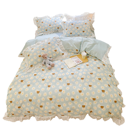 Korean Styles Princess 4 Pieces Cotton Bedding Sets