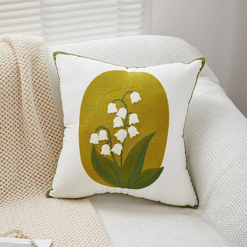 Floral Embroidered Pillow - Kia Day Design