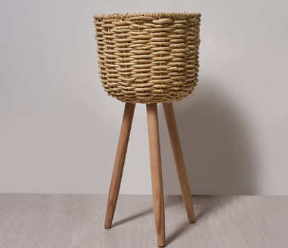 Floor - standing flowerpot straw furniture- FLIPSTYLEZLLC- {{Product type}}