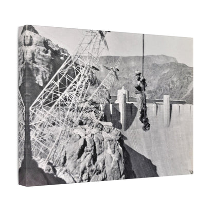 Suspended Boulder Dam Worker Stretched Canvas