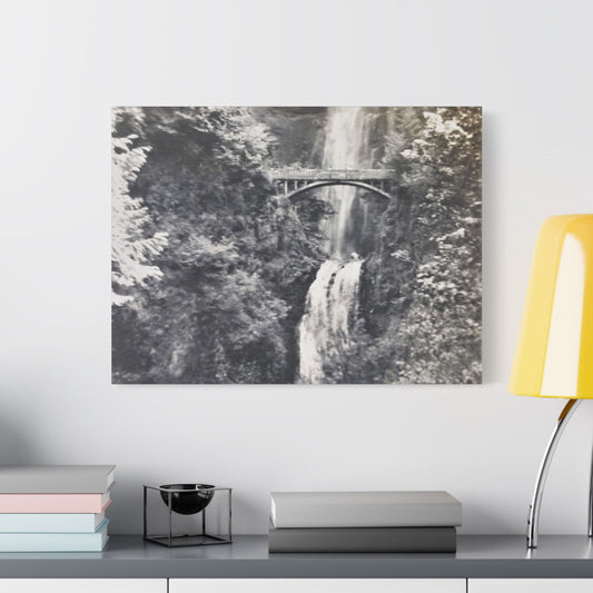 Multnomah Falls Oregon Satin Canvas, Stretched