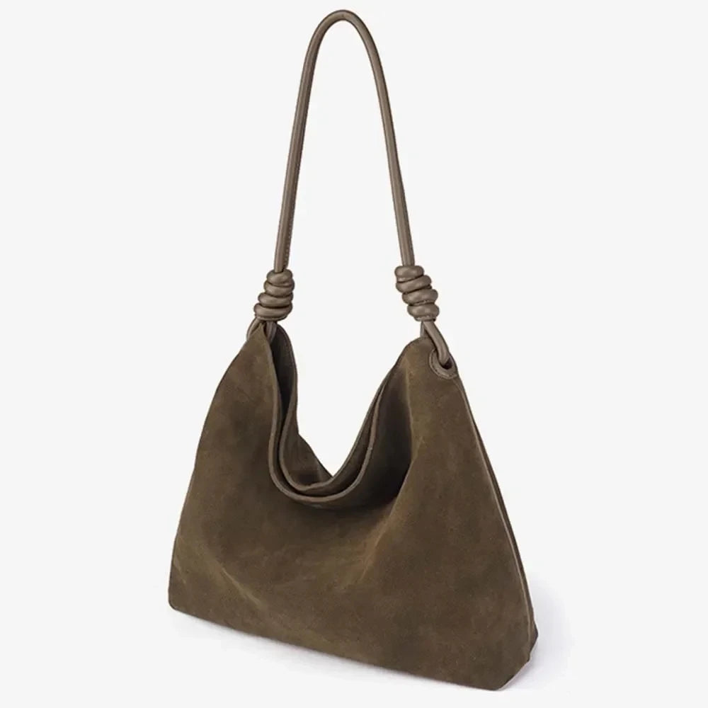 Womans Suede Leather Soft Bucket Bag