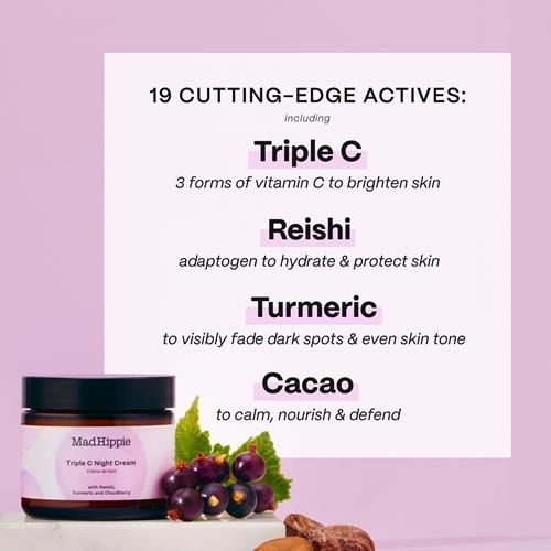 Mad Hippie Triple C Night Cream – Face Moisturizer, Skin-Brightening, Anti-Aging Skin Care With 3 Forms Of Vitamin C, 2.1 Oz - - Skin Care