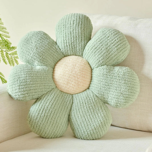 Green Daisy Flower Shaped Throw Pillow - Kia Day Design