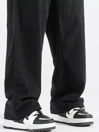 Men's Plus Size Casual Drawstring Wide Leg Pants - -