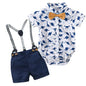 Baby Boy Outfit Set blue white brown 24M