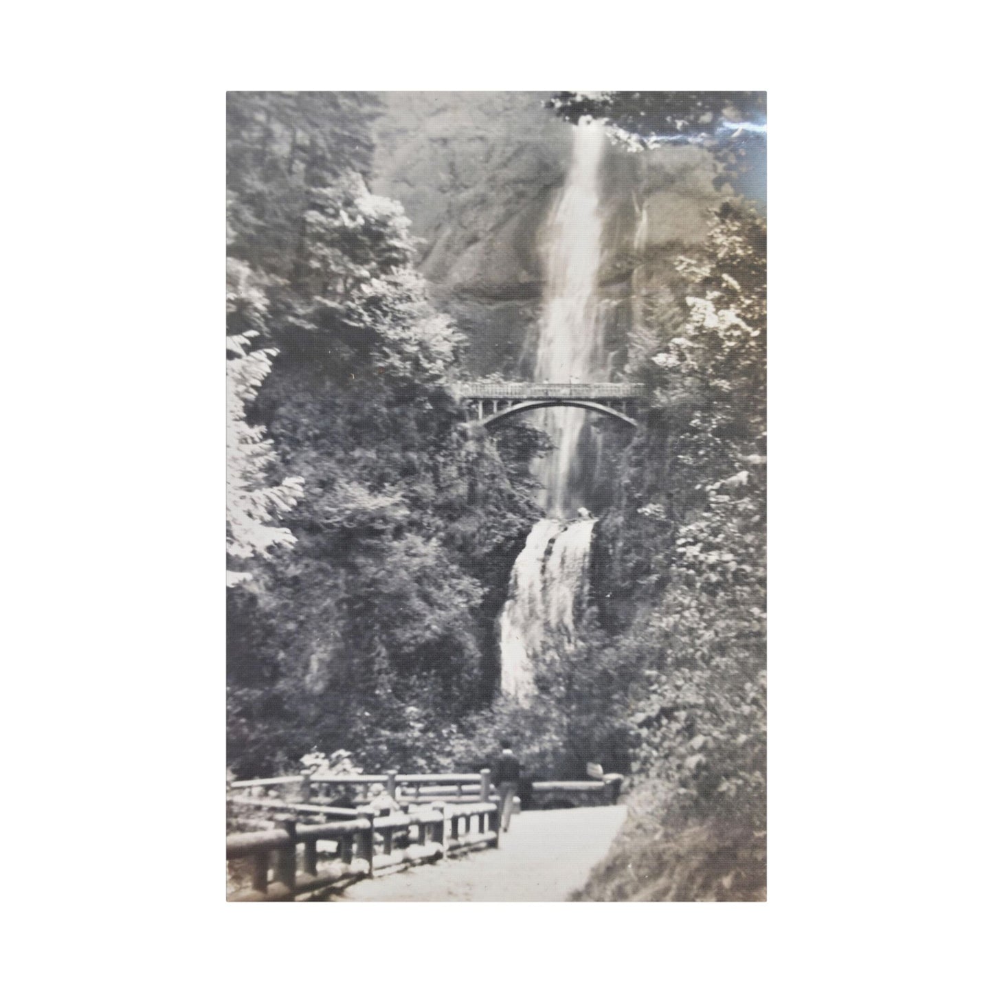 Multnomah Falls Oregon Satin Canvas, Stretched