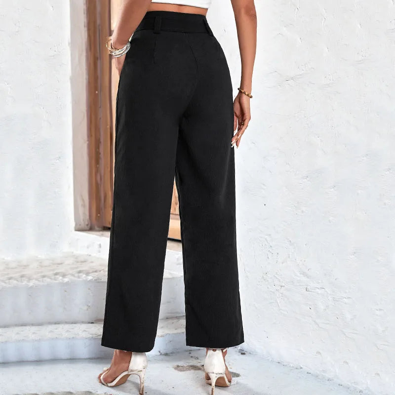 Wide Leg Loose Elastic Waist Long Pants Casual Bottoms