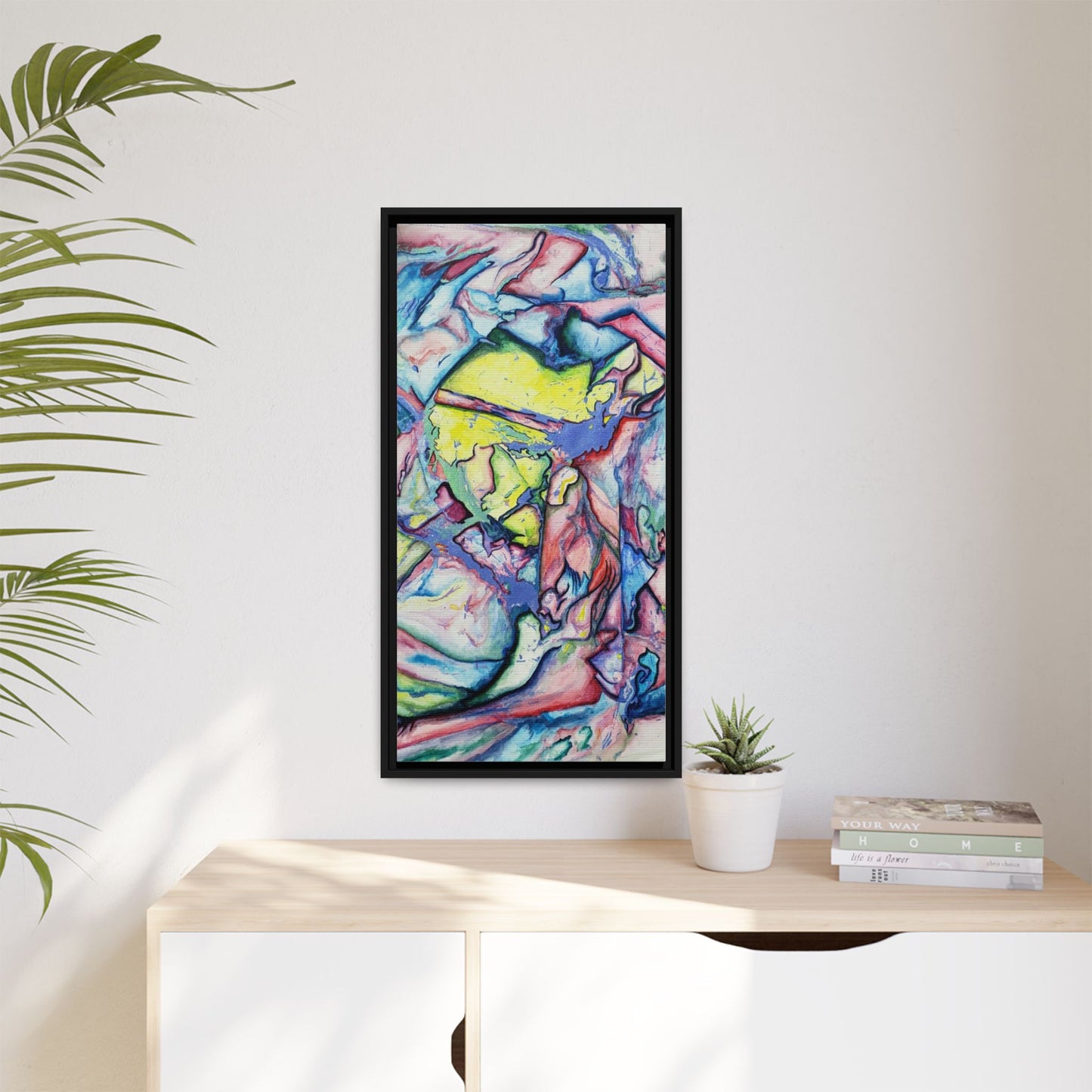 Alien Abstract Colorful Framed Canvas Art - Kia Day Design