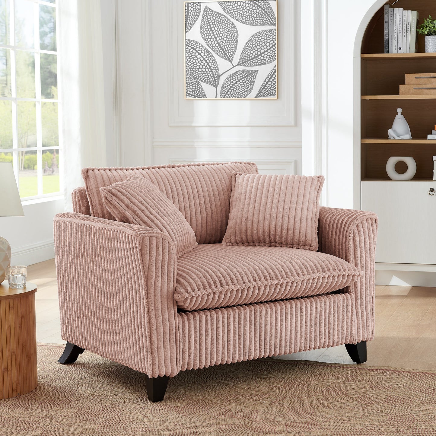 Lazy sofa chair, comfortable single-person sofa chair, with a backrest and soft seat cushion, having armrests on both sides, suitable for living room and bedroom - Pink- Montret- {{Product type}}