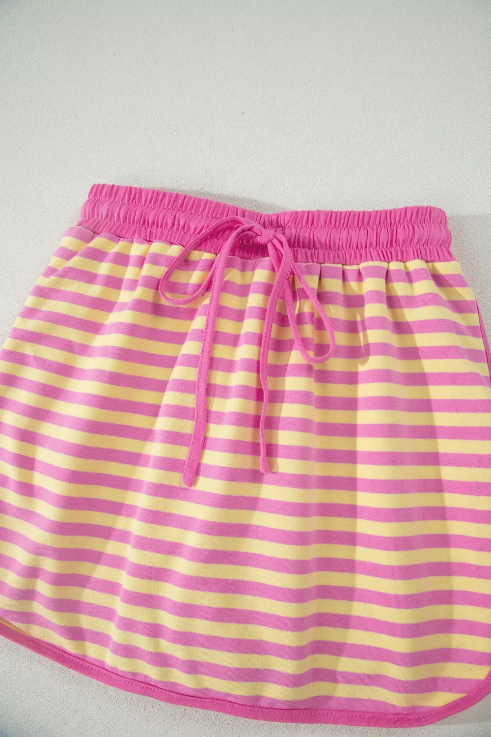Striped Round Neck Tee and Shorts Casual Set- Shopimist- {{Product type}}