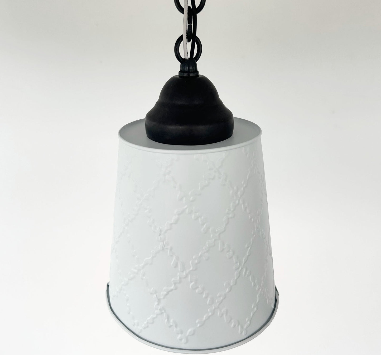 Embossed White Tin Ceiling Light - - Farmhouse Lighting
