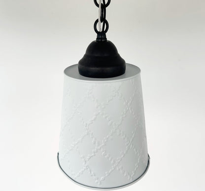 Embossed White Tin Ceiling Light - - Farmhouse Lighting
