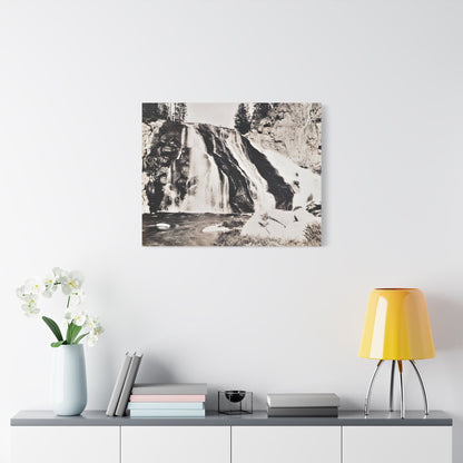 Gibbon Falls Yellowstone Satin Canvas Stretched 30" x 24" (Horizontal) 1.5"