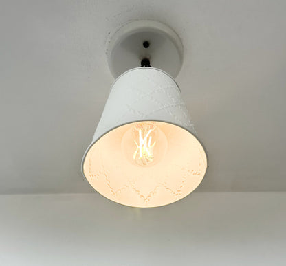 Embossed White Tin Ceiling Light - - Farmhouse Lighting
