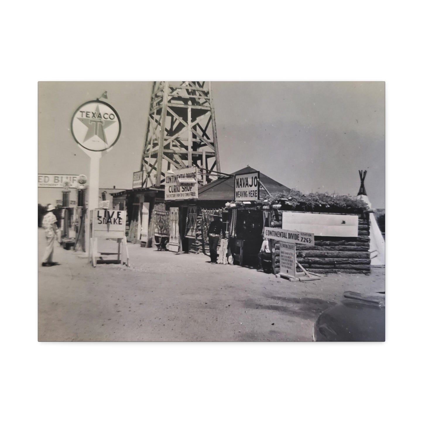 Texaco Station Continental Divide Stretched Canvas