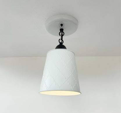 Embossed White Tin Ceiling Light - - Farmhouse Lighting