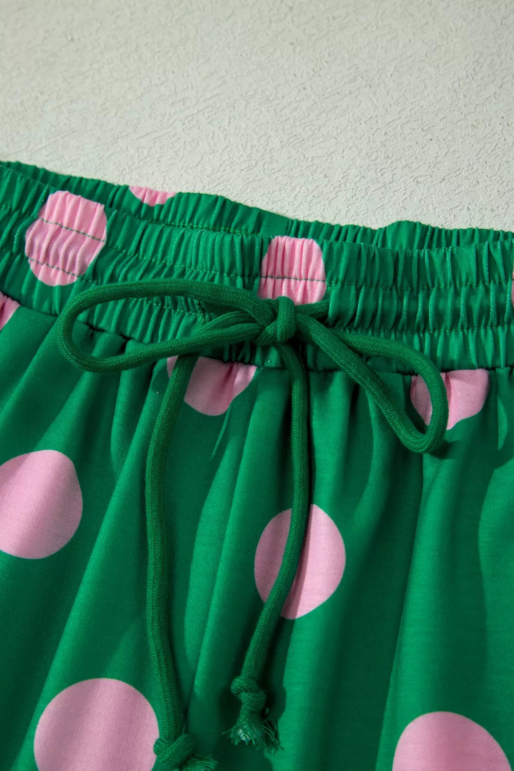 Polka Dot Print V Neck Tee Short Set- Shopimist- {{Product type}}