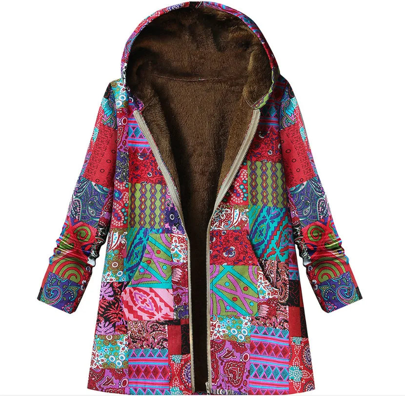 Cotton and Linen Cotton-Padded Long Outerwear Ladies Winter Coats Casual