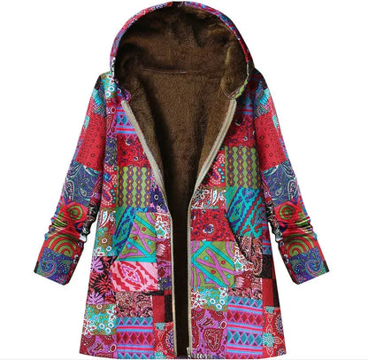 Cotton and Linen Cotton-Padded Long Outerwear Ladies Winter Coats Casual red green light blue