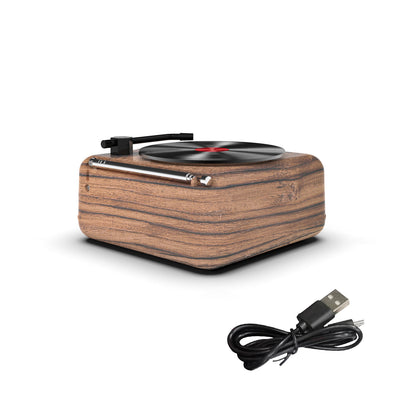 HIFI Bluetooth FM Radio Mini Portable Stereo H3 Retro Vinyl Turntable Speaker