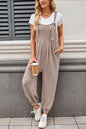 Lovelet Knotted Strap Overalls with Pockets - Camel -