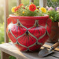 Red Peacock Talavera Planter Hand-Painted Mexican Pot - - Talavera Flower Pot