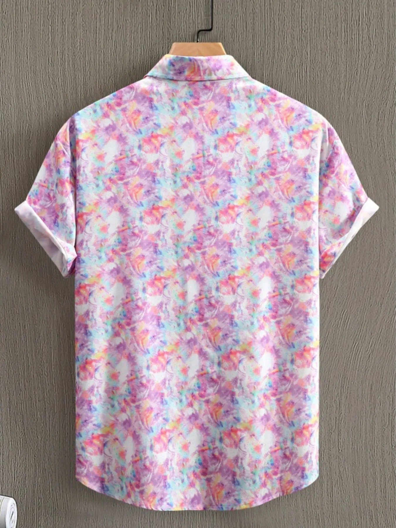 Men's Printed Short Sleeve Casual Shirt - -