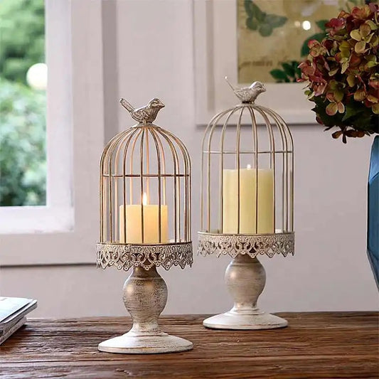 Retro Iron Table Decoration Bird Cage Candlestick Large Size