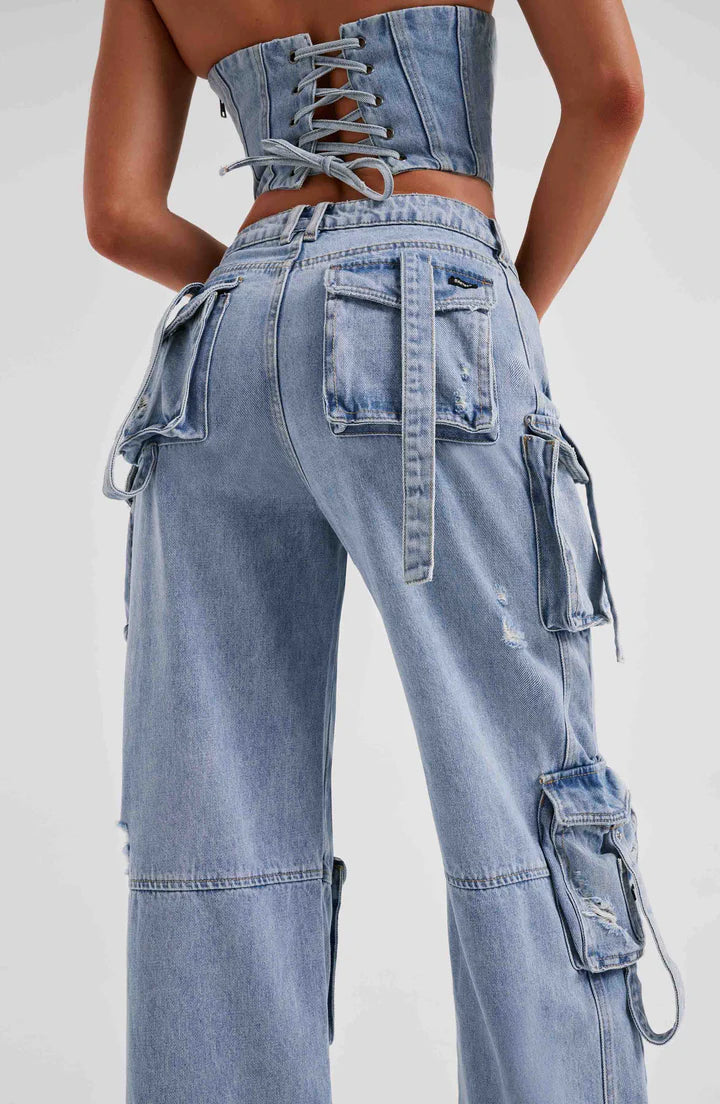 Cargo Denim Jeans - Blue Small - Women's Fashion - Women's Clothing - Bottoms - Jeans