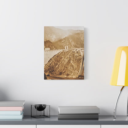Back View Morris Dam Spillway Satin Canvas Stretched