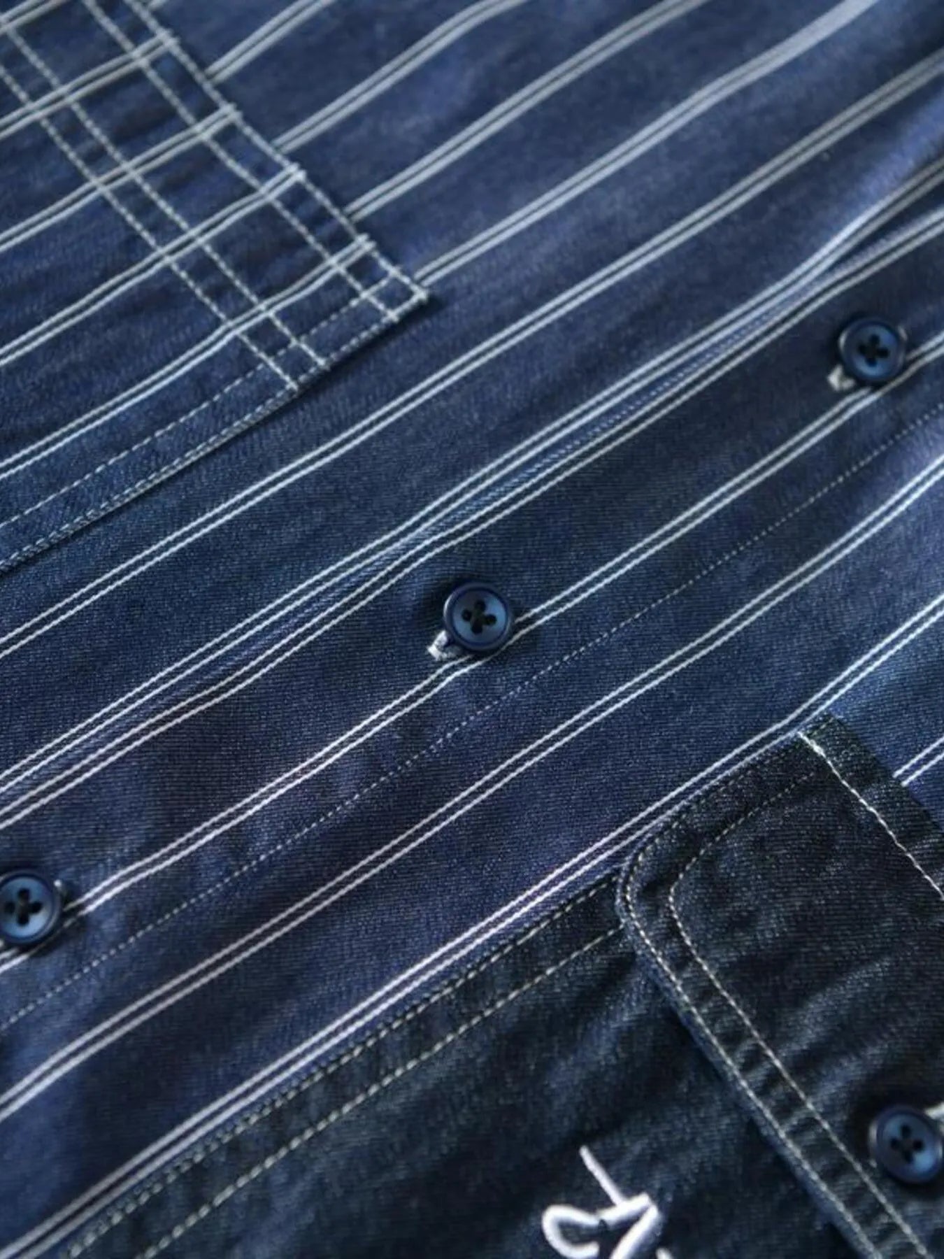 Men's Plus Size Striped Button Up Long Sleeve Shirt - -
