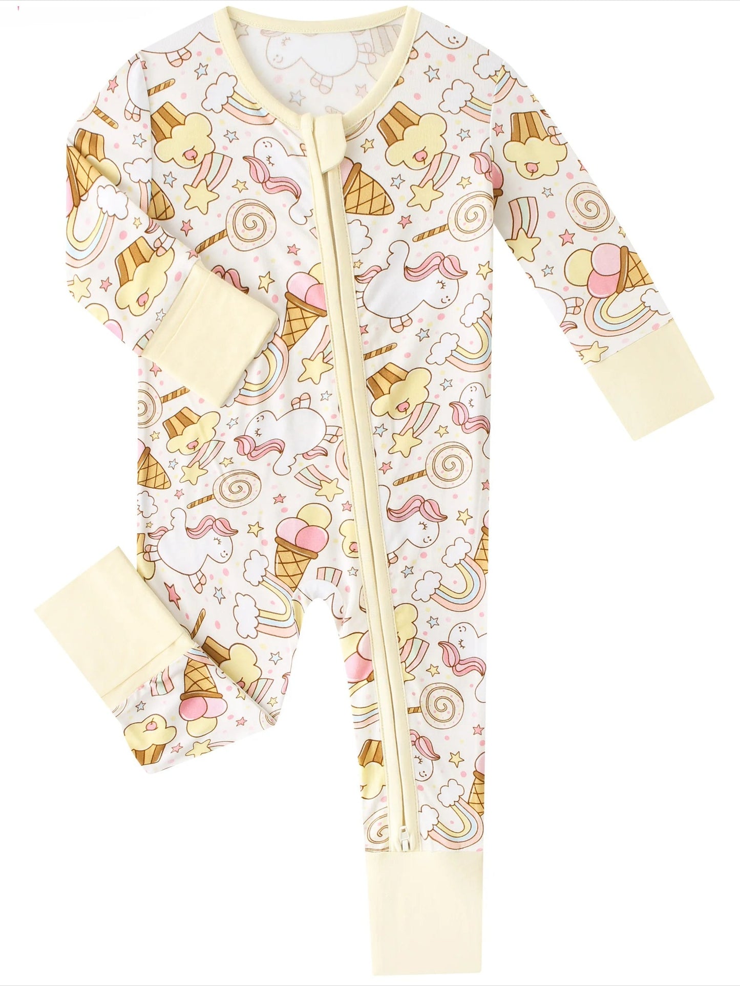 PoshTOT Rainbow Snacks Bamboo Baby Convertible Zippy Romper - - Zippy Romper
