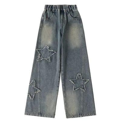 Girls Blue Heart Wide Leg Jeans