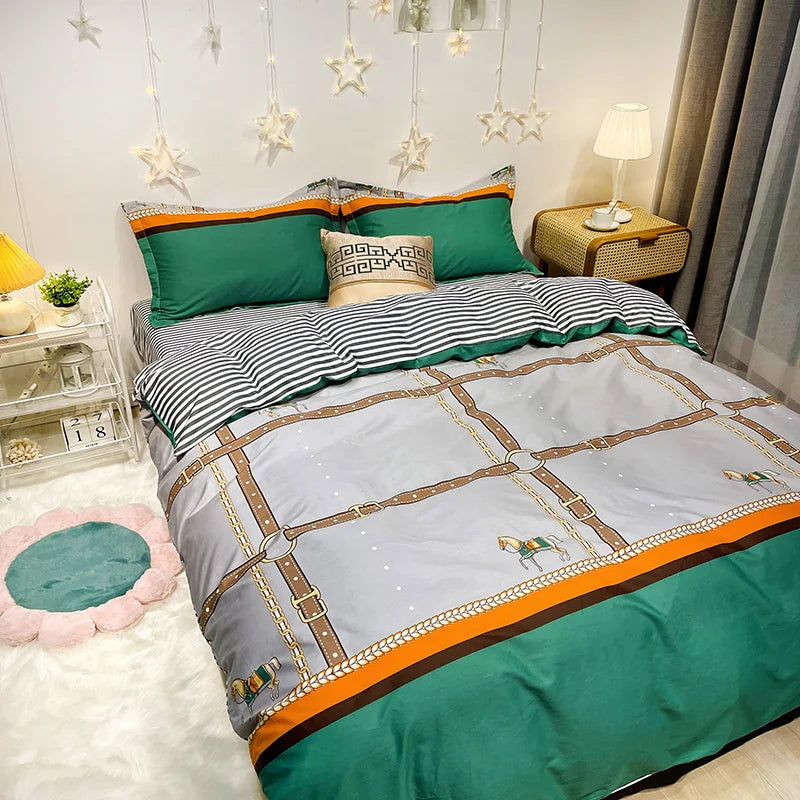 100%Cotton Duvet Cover Flat Sheet Bedding Sets