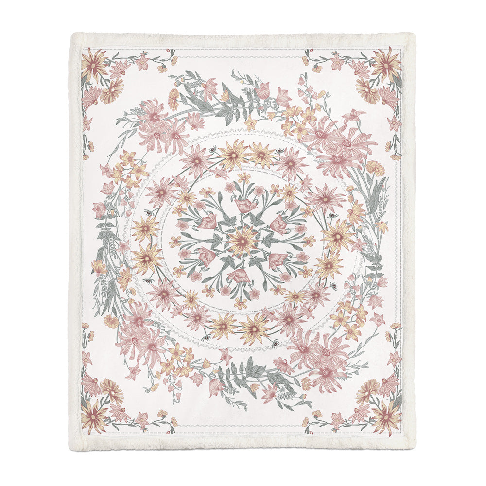 Chinese Floral Flannel Blanket – Soft Printed Throw in Multiple Sizes - 11 Style - Blankets