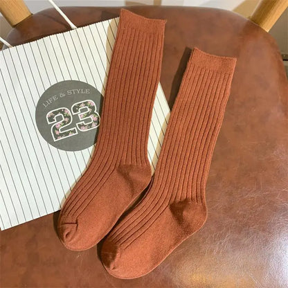 Baby Over the Knee Cotton Crew Socks brown