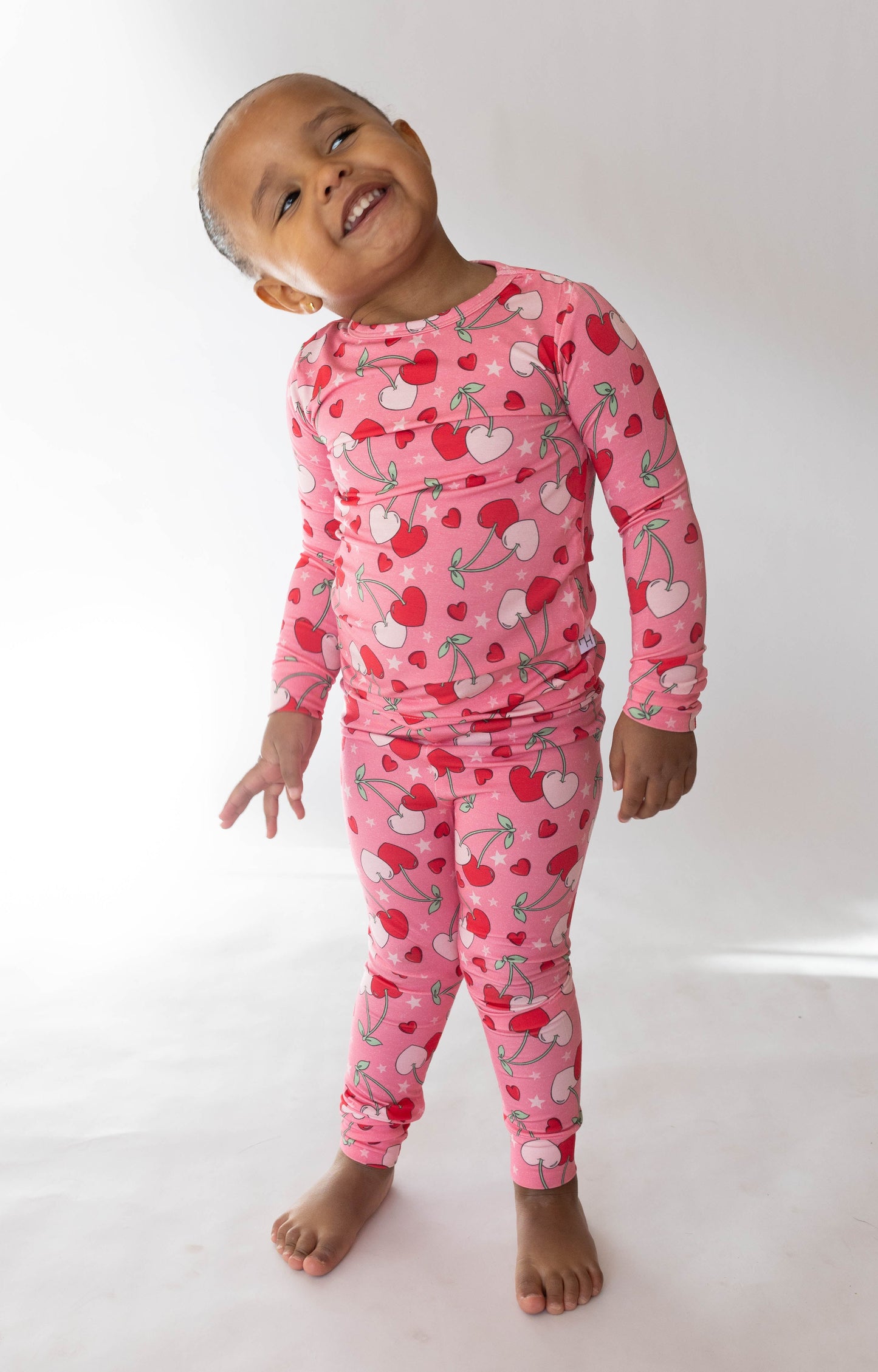Cherry Hearts 2 piece PJs - - pajamas