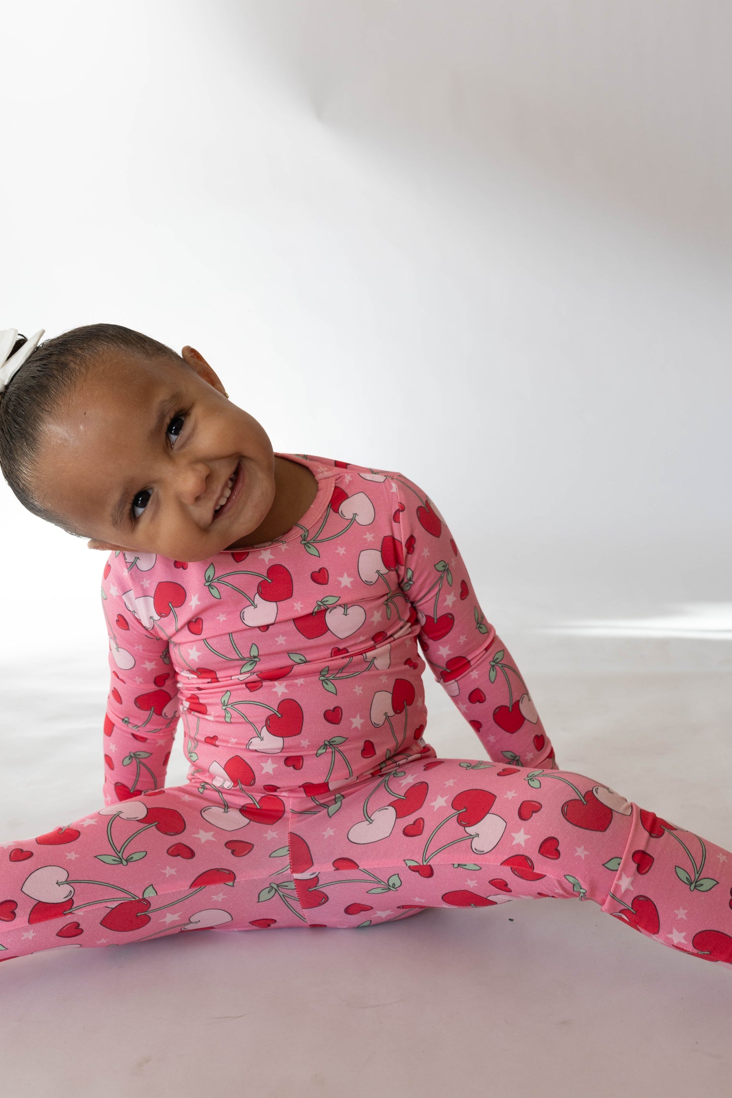 Cherry Hearts 2 piece PJs - - pajamas